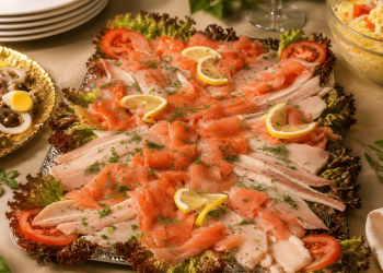 Forelle und Lachs auf einer Platte